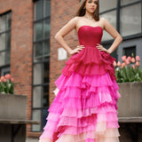 Xiomara | Sweetheart Pleated Bodice Long Prom Dress with Ruffles