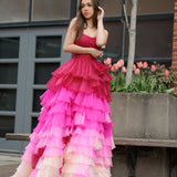 Xiomara | Sweetheart Pleated Bodice Long Prom Dress with Ruffles