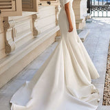 Trumpet Mermaid Off-the-Shoulder Sweep Train Satin Wedding Dress