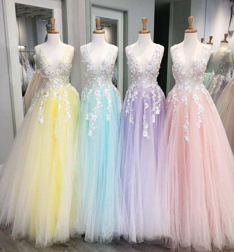 Turquoise Lace Applique Ball Gown Long Ball Gowns Quinceanera Dress