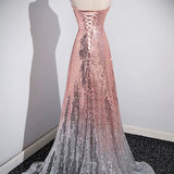 Cleo | Mermaid Sequins Long Prom Dress, Sparkling Sweetheart Neckline Ombre Evening Dress