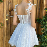 Fiona |A-line Sweetheart White Corset Homecoming Dress