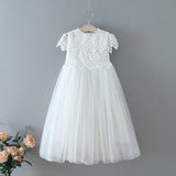 Ava Vintage Style Lace Tulle Flower Girl Dress