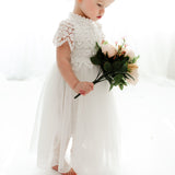 Ava Vintage Style Lace Tulle Flower Girl Dress